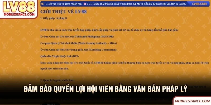 Đảm bảo quyền lợi hội viên LV88 bằng văn bản pháp lý