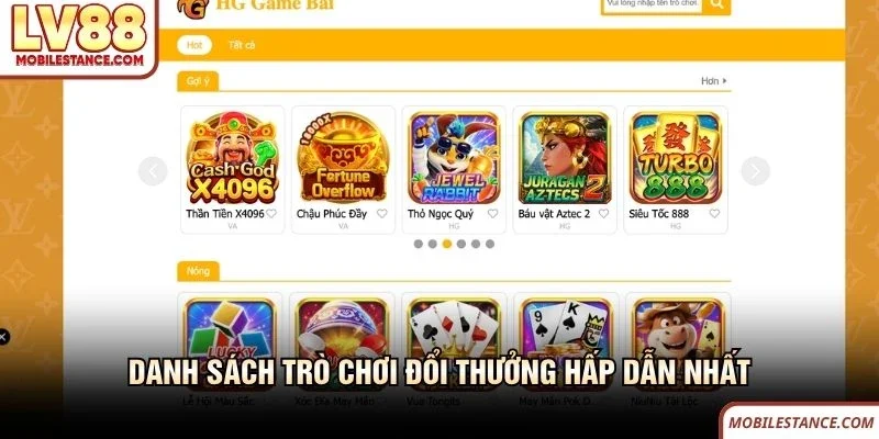 Danh sách trò chơi đổi thưởng LV88 hấp dẫn nhất